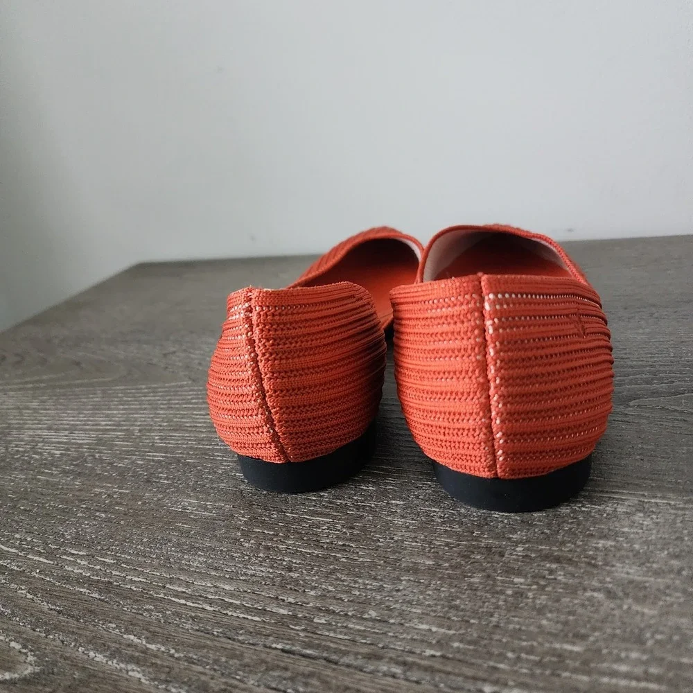 VIVAIA Melia Flats EU 38 US 7/7.5 Coral Orange Knit Pointed Toe D'Orsay Coastal